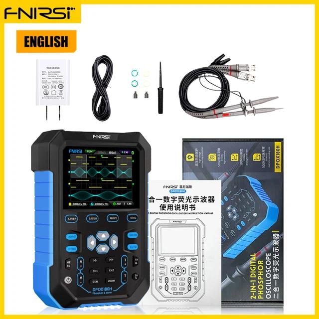 FNIRSI DPOX180H Handheld Dual Channel Digital Oscilloscope 180MHz-3DB 2 In 1 Function Signal Generator Fluorescence Display ZOOM