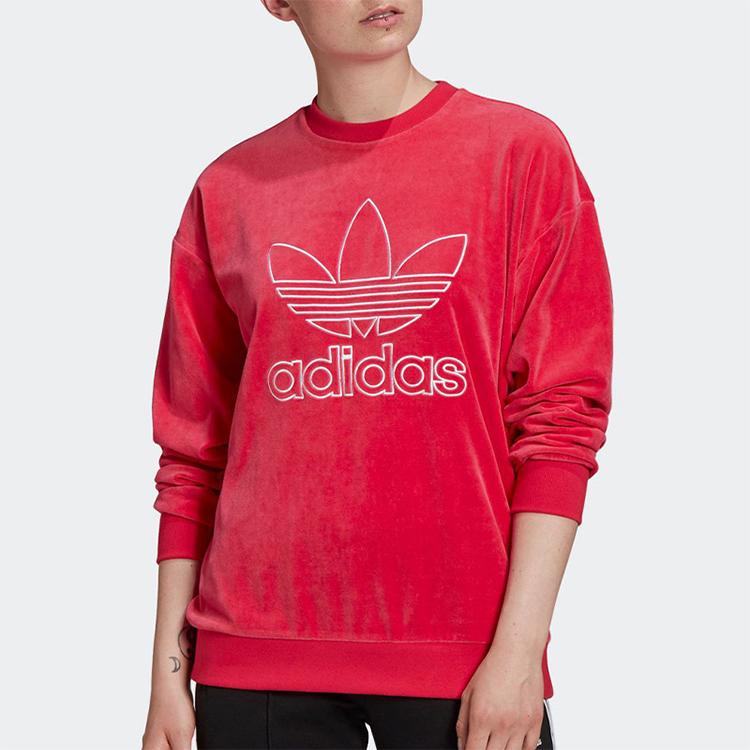 adidas Свитшоты Originals Женские Розово-красные С круглым вырезом Умеренно Обычные GI7454