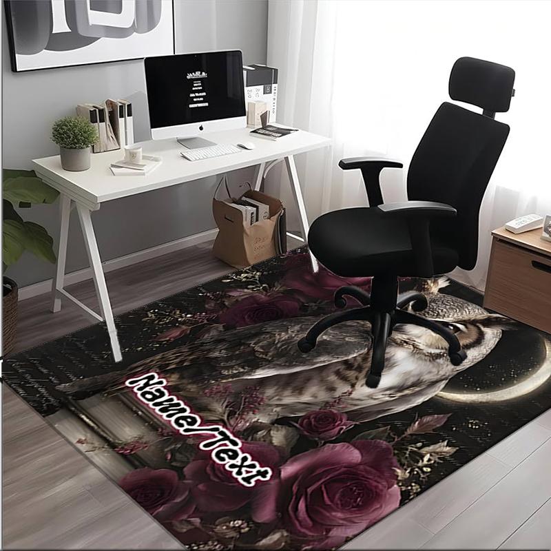 1PC Custom Name Night Owl Romance Theme Floor Mat Ideal for Living Room, Game Rooms, Office, Bedroom,Floor Mat Playful Design