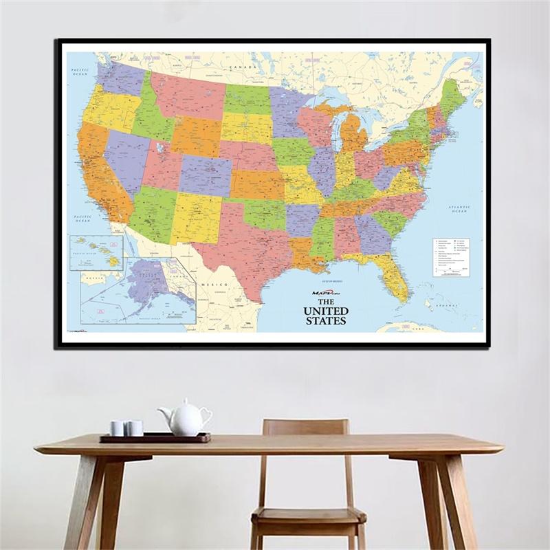 The World Political Map Detailed Painting Wall Art Poster Home Decoration School Education Supplies
