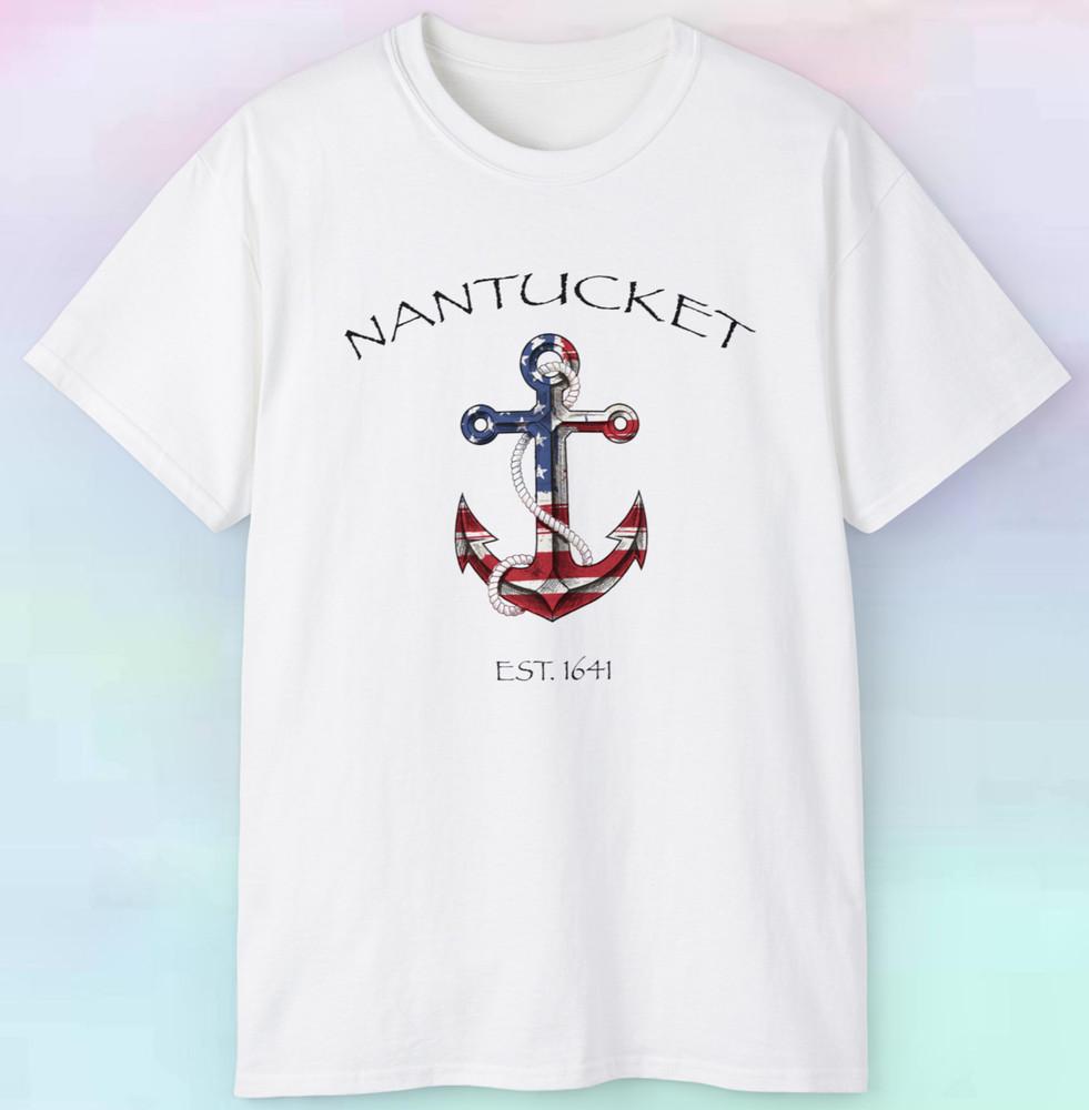Nantucket Anchor American Flag Est 1641 T-shirt