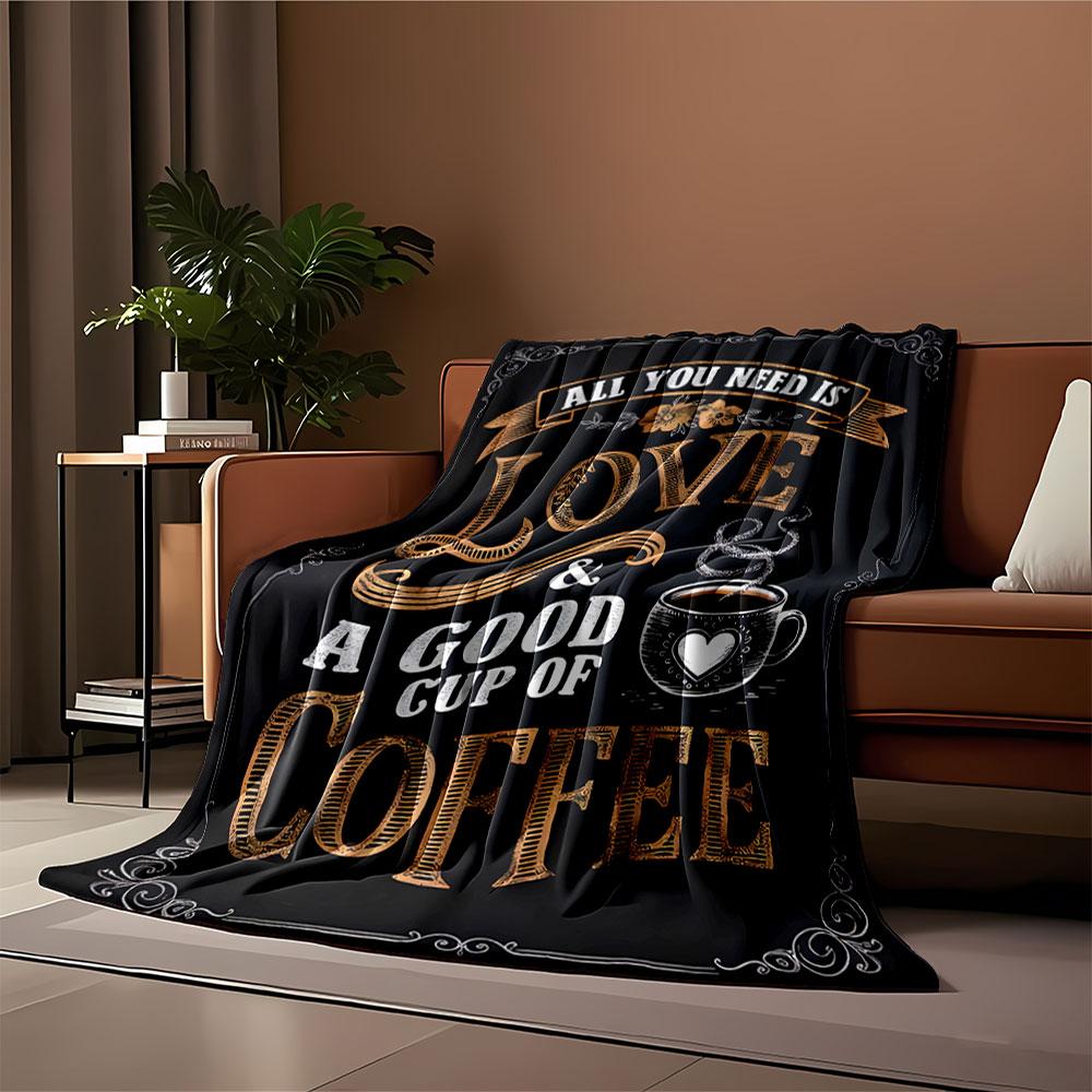 Love & Coffee Blanket Design for all seasons blanket lunch break throw gift