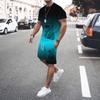 3D Men's Gradient T-shirt Shorts Sportswear Men 2 Pieces Fashion Clothing 2025 New Men's Clothing Jogging Suit