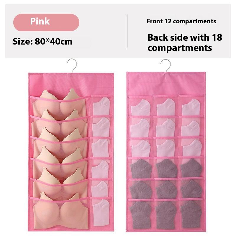 Non-Woven Double-Sided Underwear Storage Bag Wardrobe Hanging Bag Folding Clothing Organizer Transparent Socks Bra Storage Bags