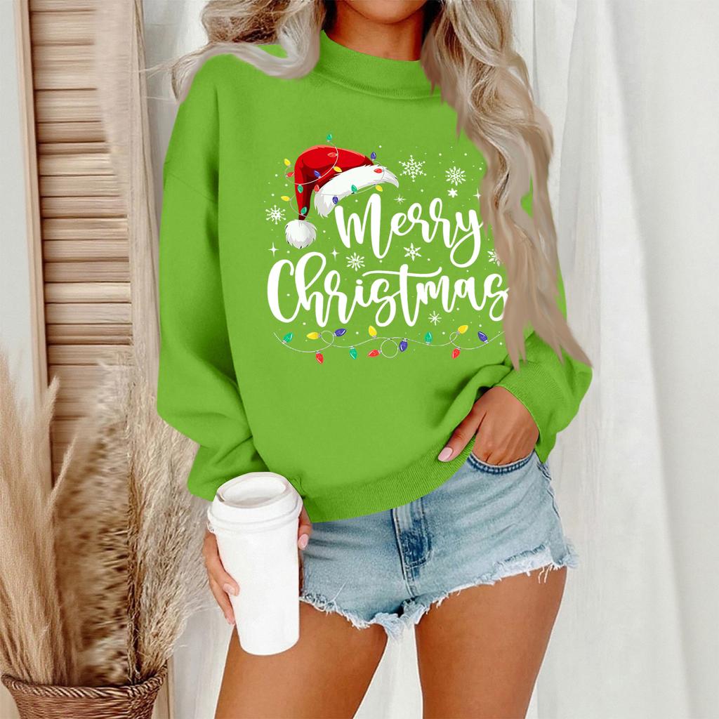 Women's Casual Fashion Round Neck Long Sleeve Christmas Printed Sweatshirt