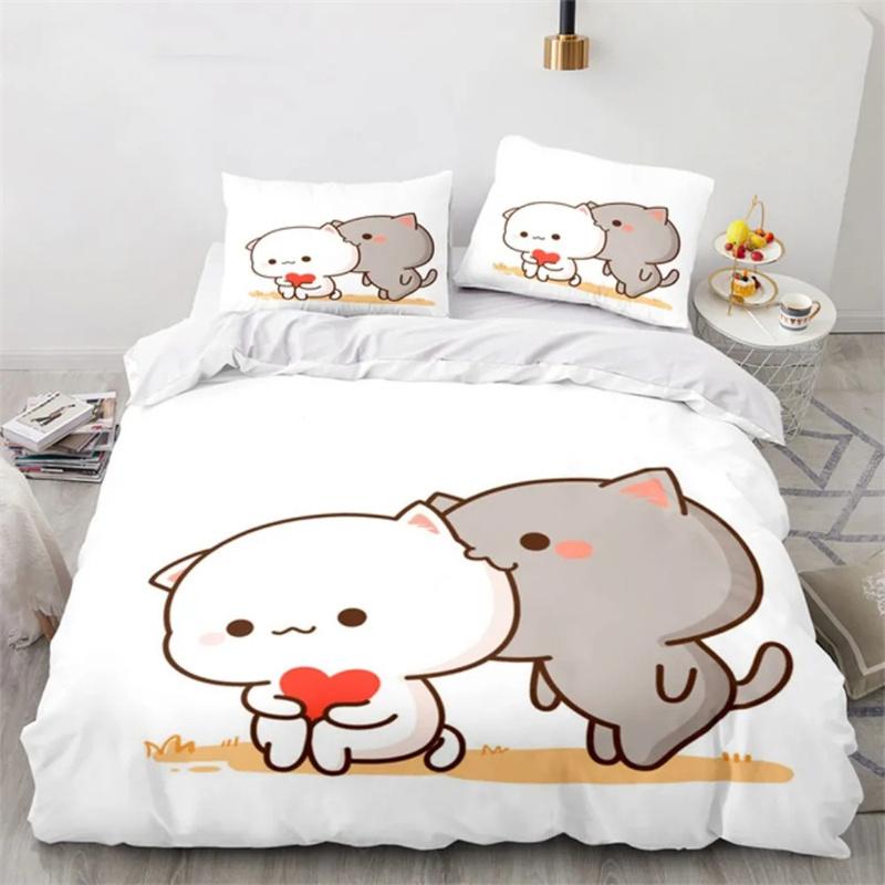 Premium Cartoon Peach Cat Duvet Cover Goma Cute Cats Duvet Cover Interesting Cat Queen King Size For Children Girls Bedroom Decorations