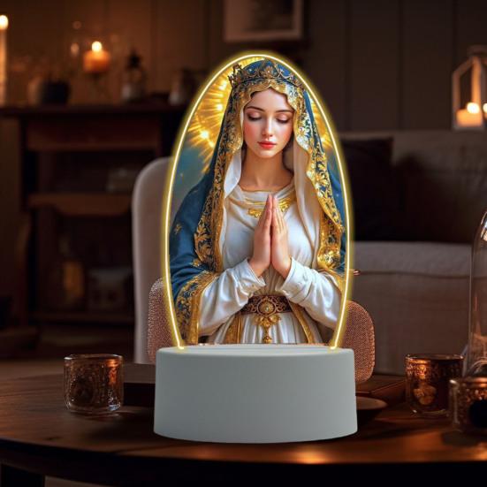 Guadalupe Virgin Prayer Lamp USB Powered Warm Light Soft Glow Catholic Night Light LED Religious