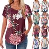 Женские топы с коротким рукавом и круглым вырезом, летние рубашки с цветочным принтом, блузки для женщин, нарядные повседневные