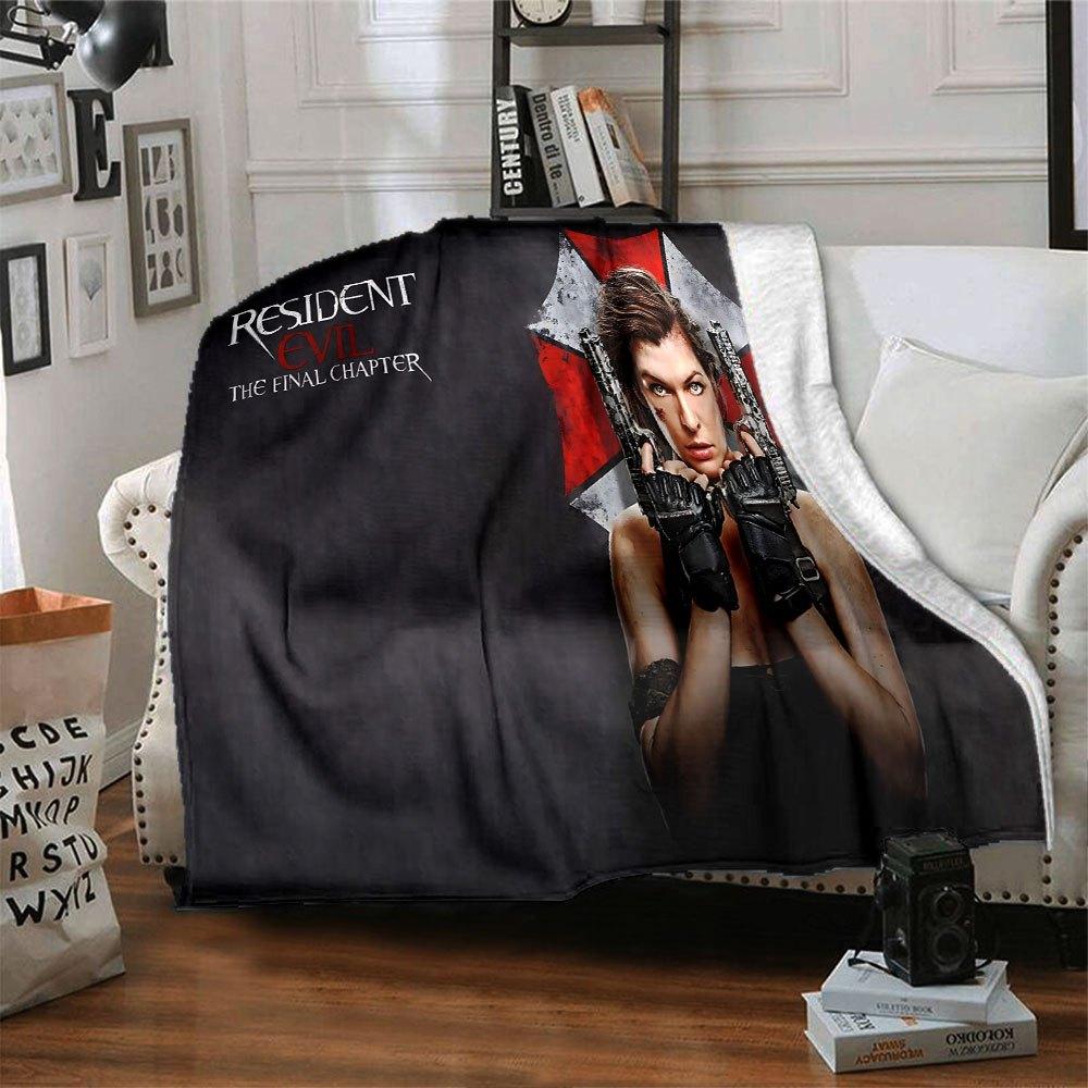 1 шт. Плед Resident Evil 1 Мягкий теплый плед для дома, офиса, путешествий Всесезонное уютное постельное белье Подарок, Уютный офисный аксессуар