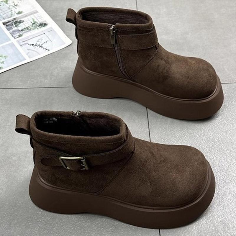 Замшевые женские ботильоны на платформе, модная повседневная обувь на плоской подошве, женская мода 2025 года, зимние новые брендовые дизайнерские удобные женские ботинки для ходьбы