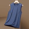Men Summer Sport Vest Ice Silk O Neck Loose Fit Solid Color Sleeveless Sweat Absorption Quick Dry Pullover Gym Fitness Jogging Tank Top