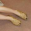 Sheepskin version~ 2025 new handwoven Mary Jane shoes hollow round head flat sole shoes women's ballet sandals