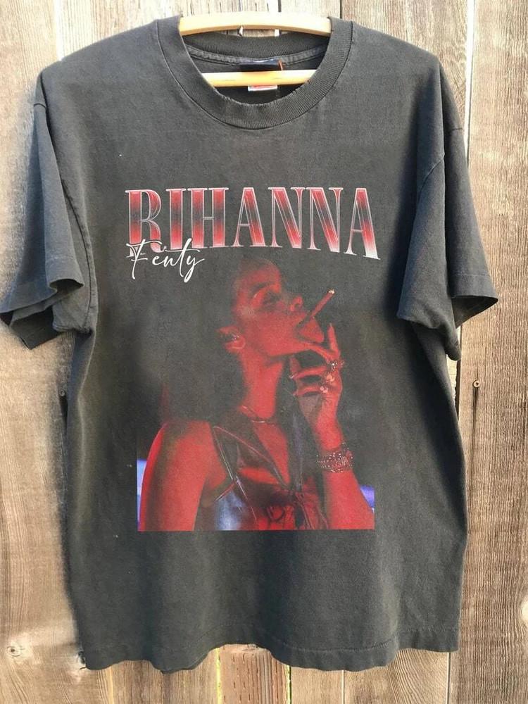 Винтажная футболка Rihanna 90-х Полный размер от S до 5XL Угольный стиль MD1201 Унисекс футболка