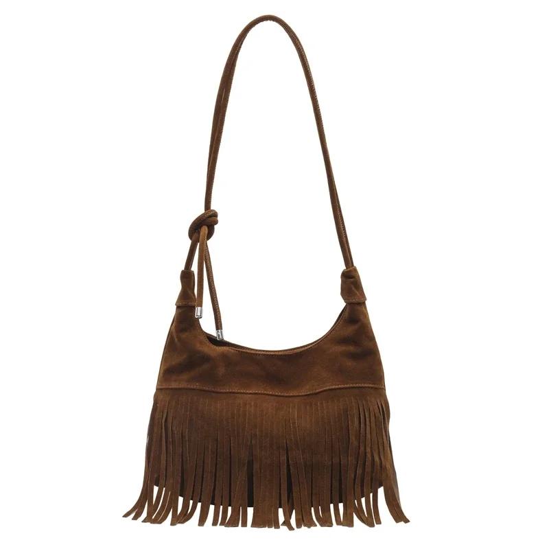 Большая вместимость внутреннего отделения с бахромой, швейные нитки, сумки через плечо, горячая распродажа, женские сумки из ПУ на молнии