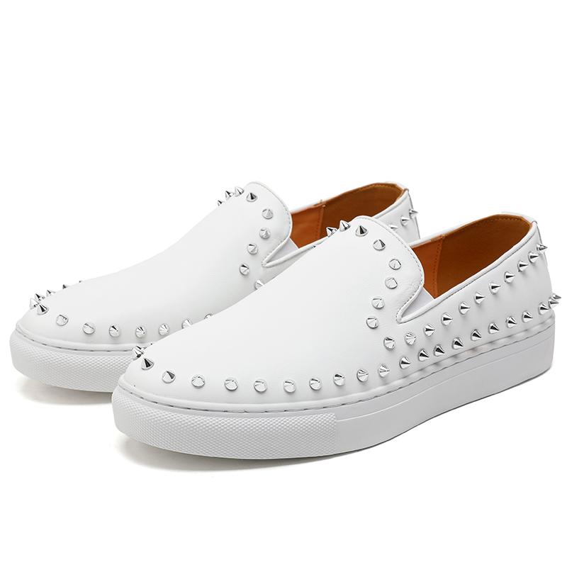 Модные мужские туфли для сёрфинга с заклёпками Модные и индивидуальные стили Для вечеринок на свежем воздухе Для ночных клубов Для мужчин Повседневные Прогулки Без шнуровки