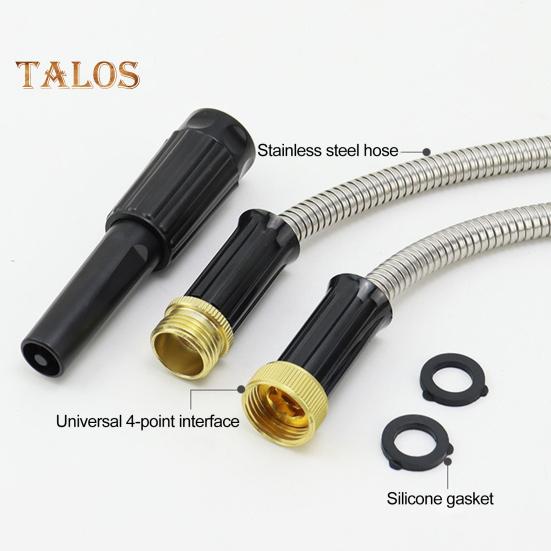 Stainless Steel Garden Hose Flexible Anti-kink Expandable Water Pipe Weather-resistant Hose with Leak Proof Brass Connectors for Car Washing Garden