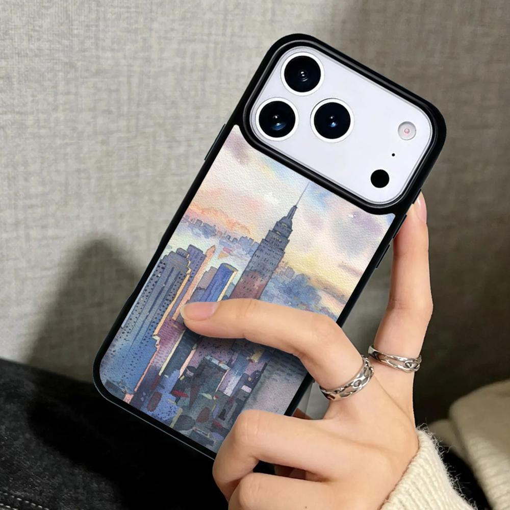 Чехол Case для iPhone 17 Air 16 Pro Max 15 Plus 11 13 Mini 14 12 Задняя крышка телефона Город Нью-Йорк мягкий