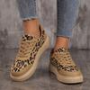 New Women's Fashionable and Comfortable Casual Sports Shoes with Leopard Print Made of Artificial Cover, Suitable for Outdoor Entertainment Activities