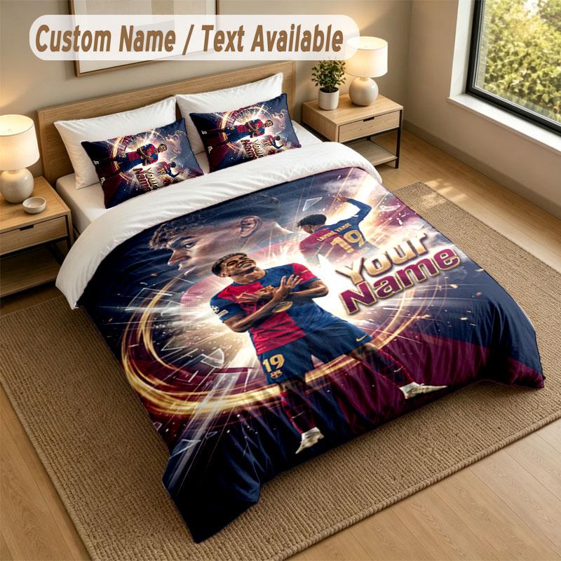 Bedding Set 1 Duvet Cover 2 Pillowcases Lamine Yamal Print Soft Bed Linen Bedroom Decor