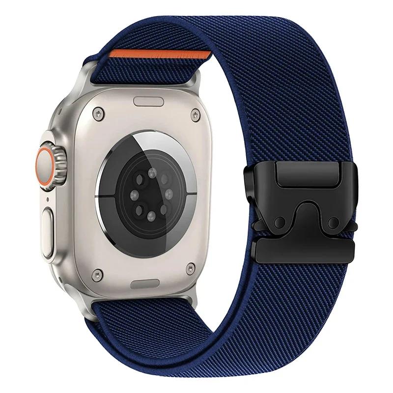 parachute buckle Nylon Strap for Apple Watch band Ultra 2 49mm 46-42-45mm 41-44mm Elastic Bracelet IWatch Series 10 9 8 7 6 SE