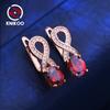 Red Clip Earrings For Women Cubic Zirconia Fashion Leaf Stud Earrings Jewelry For Wedding Party Gifts