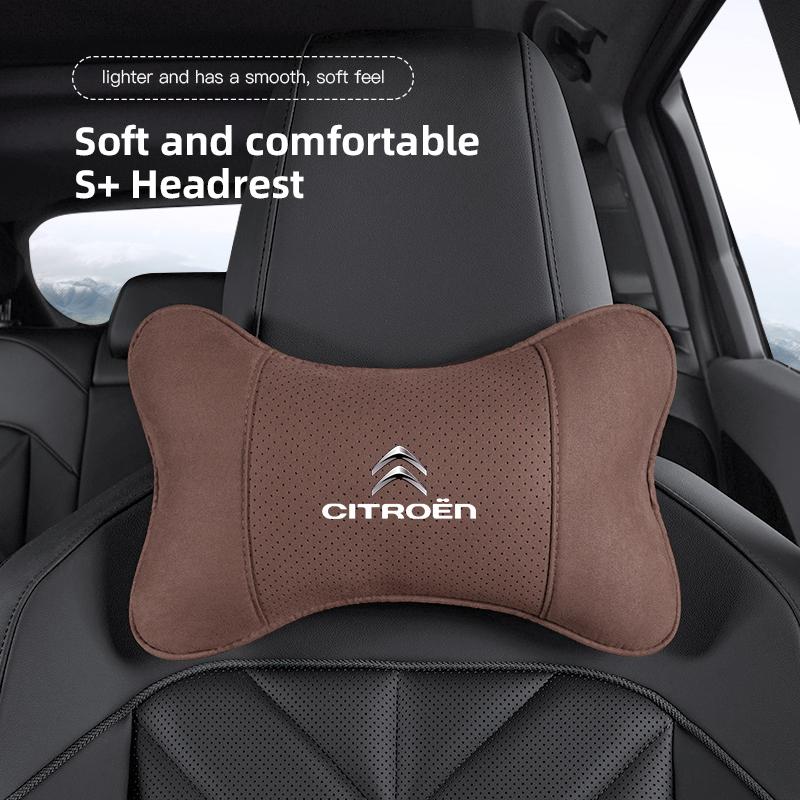 Car Seat Headrest Soft Suede Neck Pillow For Citroen C4 C3 C2 C1 DS3 Berlingo Xsara Picasso Auto Interior Accessories keychain UR8
