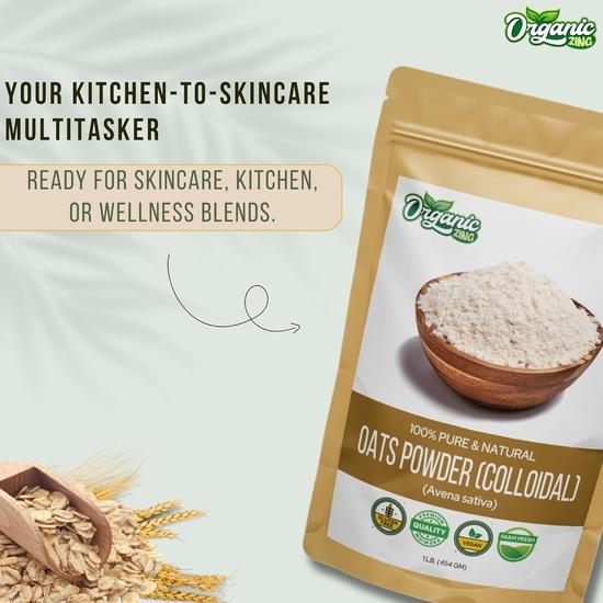 Органический порошок коллоидной овсянки Zing – Чистый, без глютена, диспергируемый в воде – Идеально подходит для смузи, выпечки, напитков и кулинарного использования – 454 г