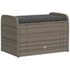 Storage Bench with Cushion Gray 80x51x52 cm Poly Rattan