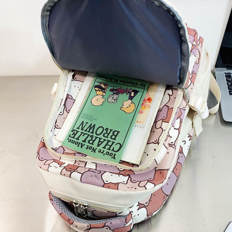 Школьная сумка с граффити, женский старшеклассник, большой вместительный рюкзак с героями мультфильмов