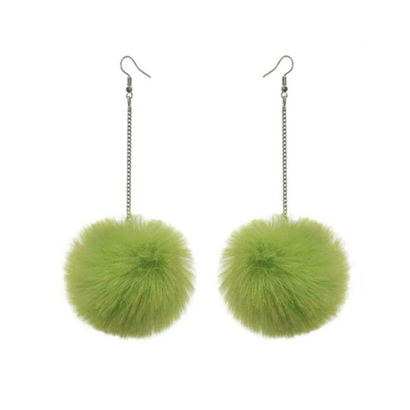 New Big Pompom Drop Earrings Fashion Soft Rabbit Fur Ball Pompom Pendant Long Dangle Earrings For Women Girl Party Gifts
