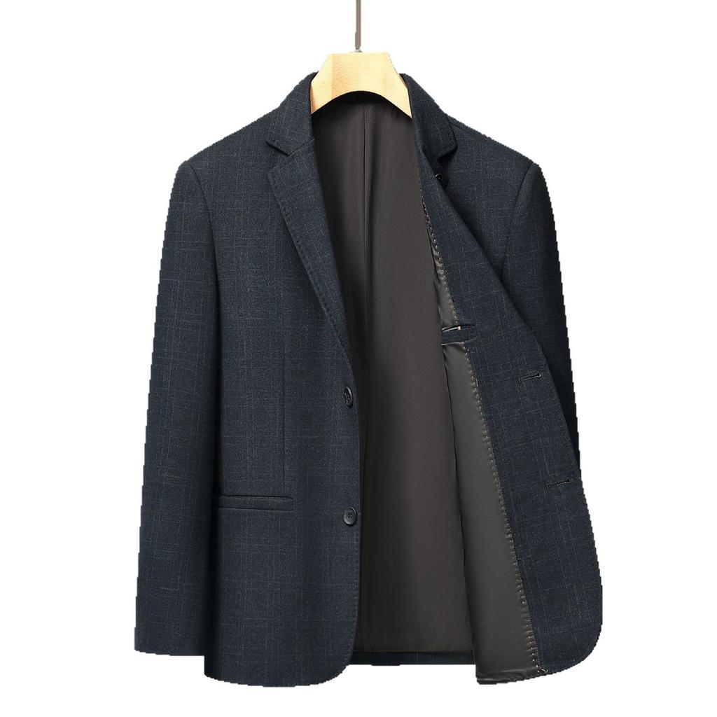 Plaid Suit Men's Middle-aged Spring and Autumn Thin Business Casual Slim-fitting Small Blazer Dad Outfit