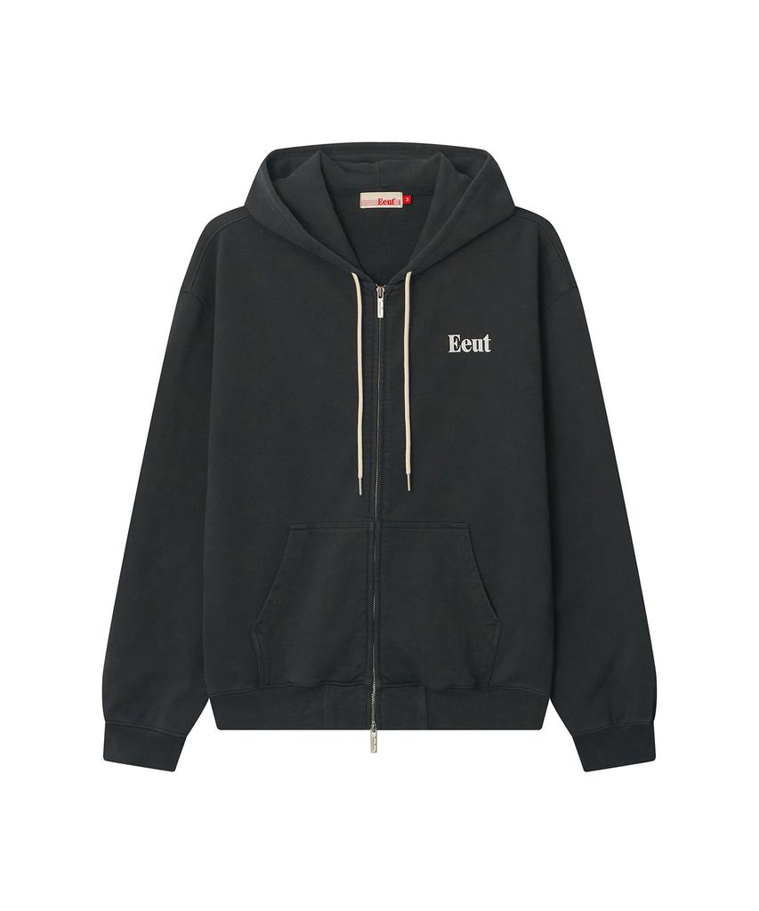 Eeut Eeut Basic Washed Sweat Zip-Up / Charcoal