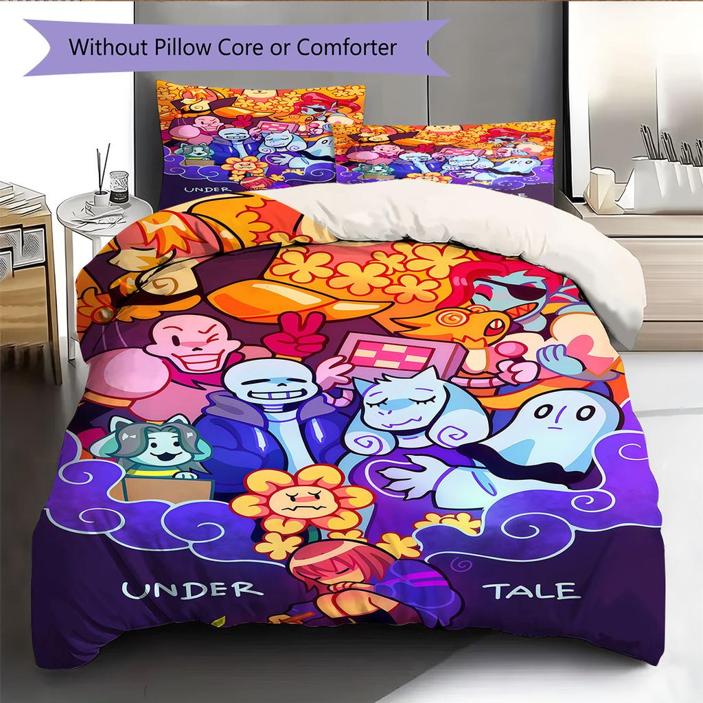 Deltarune Brave Bond Bedding Quilt Set Quilt Cover Pillowcase Home Decoration Birthday Gift (1 * duvet cover + 2 * pillowcase, without core)