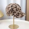 Adjustable Fit Faux Mink Cap Leopard Print Plush Hat Retro Baseball Cap  Autumn Wear