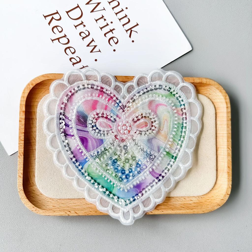 Symphony Organza Three-Dimensional Pearl Love Cloth Sticker Handmade Bag Hair Accessories Clothing Cloth Patch Cloth Sticker Accessories