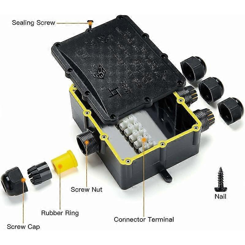 Outdoor IP68 Waterproof Junction Box - 4 Way Larger Cable, Electrical Junction Box Connector for Cable 4 to 14mm, ABS + PVC