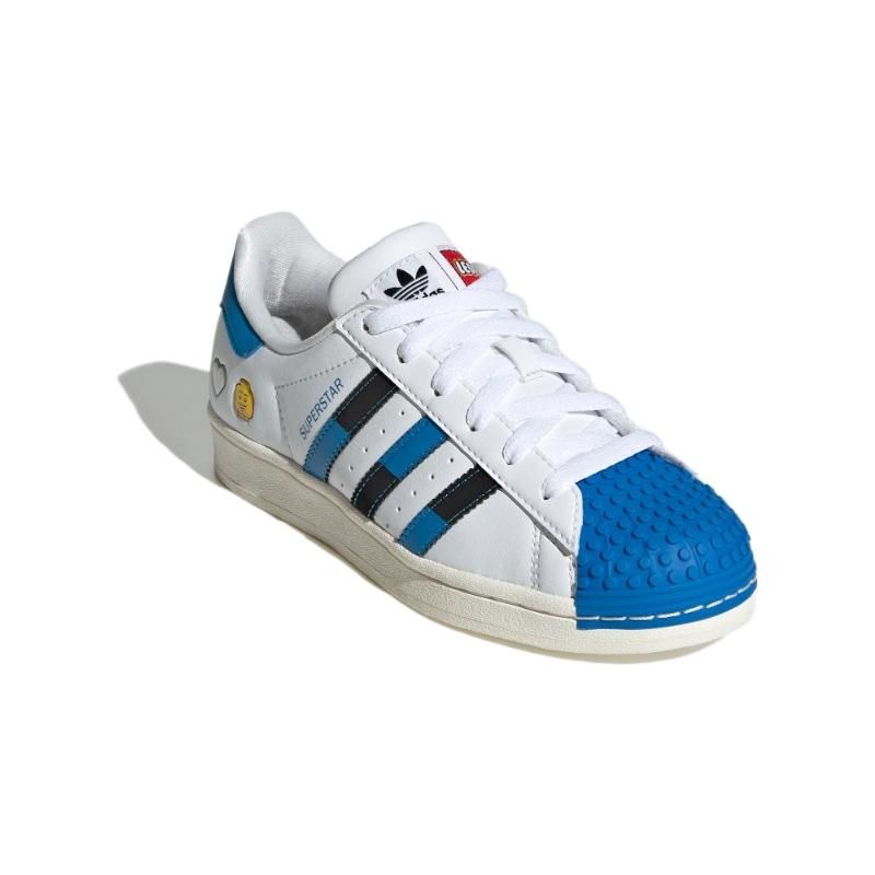 adidas Lego X Originals Superstar Удобные Универсальные Амортизирующие Прочные Низкие Детские Кроссовки Детские Кроссовки Черные Белые Синие IF2909