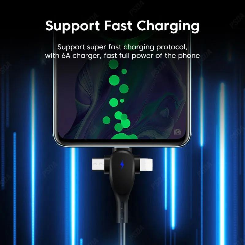 3 в 1 66 Вт 6 А Быстрая зарядка USB Type C Кабель Micro USB Пружинный автомобильный зарядник Для iPhone Xiaomi Samsung Зарядный шнур для телефона