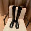 Flat Bottom Black White Elastic Boots Internet Celebrity Thin Boots Knee Boots High Boots Women's 2021 Autumn and Winter New