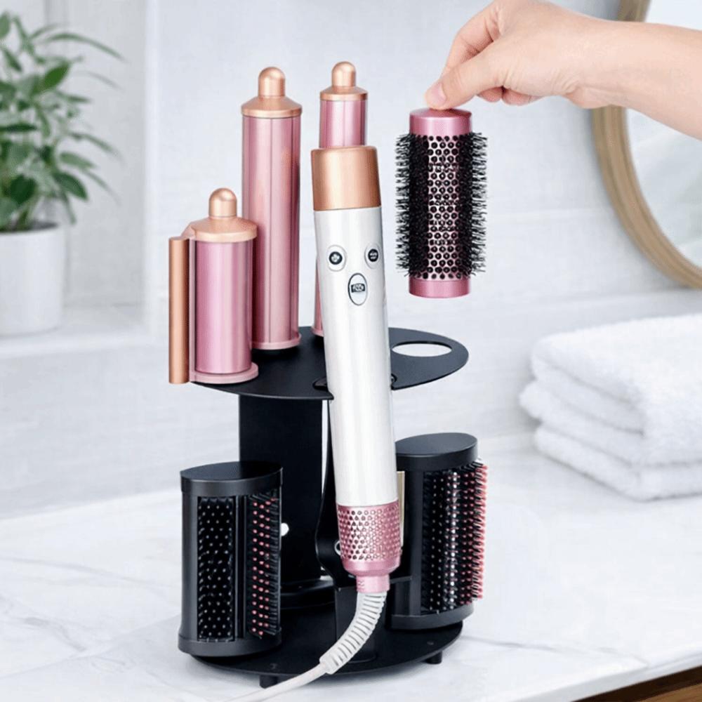 No Drill Curling Iron Storage Holder Non-slip Space Saving Hair Dryer Stand Wall Mounted/Desktop Hair Tool Organizer Bathroom