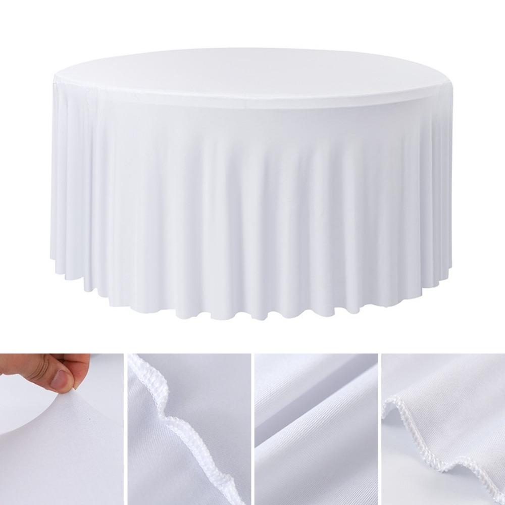 Washable Round Tablecloth Stretch Fitted Wrinkle-Free Stretch Tablecloth Elastic Ruffle Pleated Skirt Elastic Table Skirt
