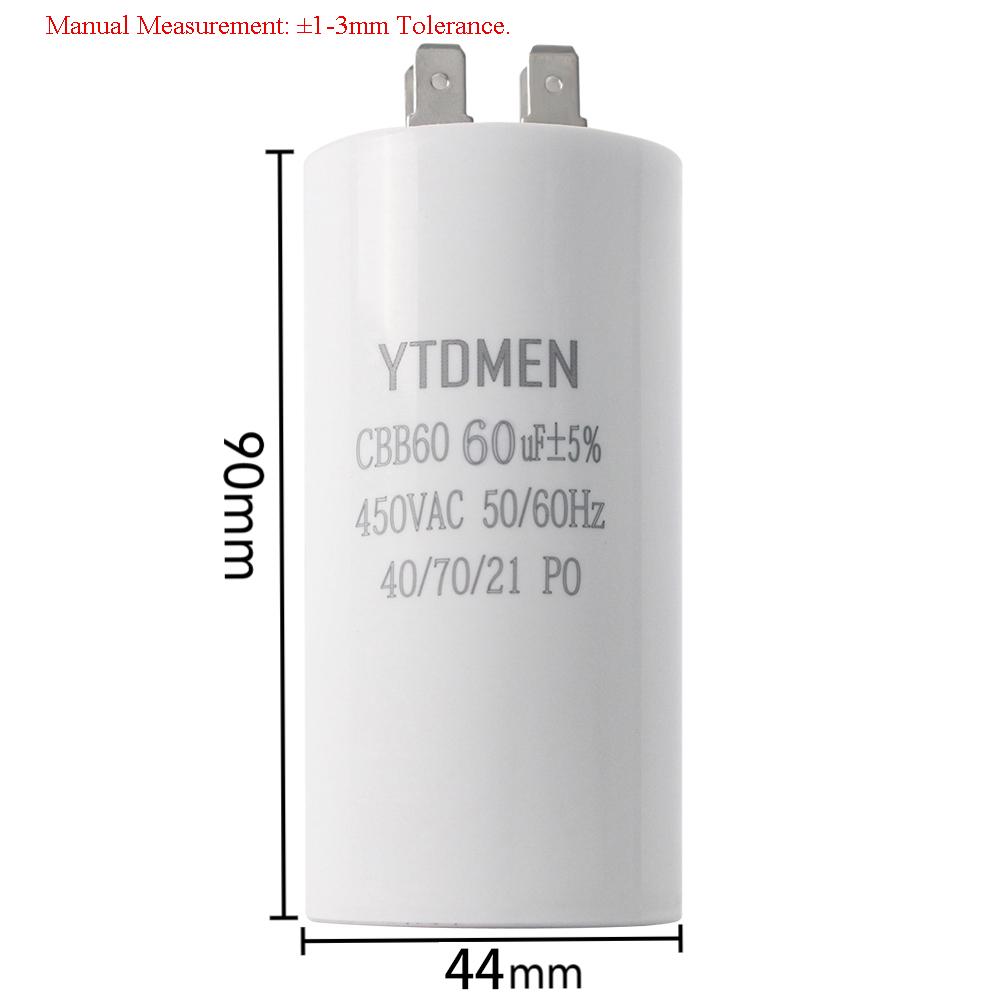 CBB60 Starting Capacitor Dual Insert Motor 4pin AC 450V Replacement Motor Run Capacitors 4UF 5UF 6UF 8UF 12UF 16UF 20UF 60UF