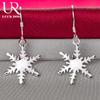 925 Sterling Silver Snowflake Pendant Piercing Earrings Fashionable Wedding Jewelry