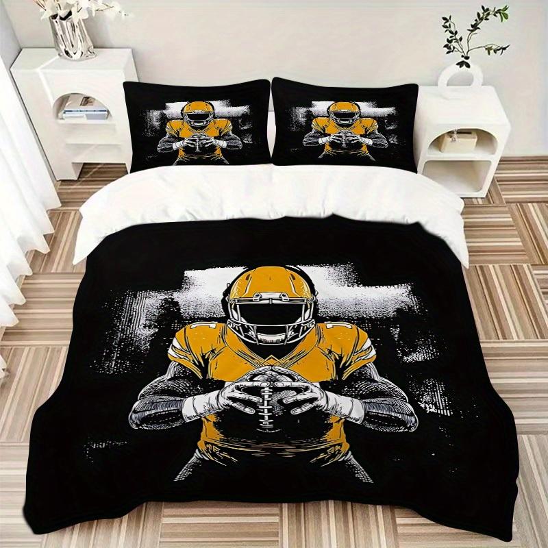 3pcs set Football Player 1 Quilt Cover + 2 Pillowcases, All Seasons Bedroom Setting, Perfect for Home and Dorm Decor a170