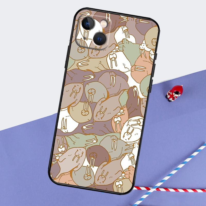 Милый чехол для телефона с моржом для iPhone 16 15 Pro Max 12 13 Mini 11 14 Pro Max XR 16 15 Plus 16e Cover Coque