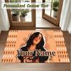 Crystal Velvet Square Rug Custom NameBillie Eilish Pattern Non Slip Home Floor Decor Rug