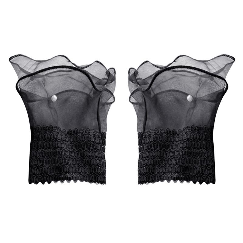 Элегантные кружевные нарукавники Дышащие сетчатые перчатки Жемчуг Бусины Многослойные накладные рукава Для женщин Модные аксессуары к свитеру