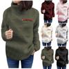 Womens Solid Color High Collar Sweatshirt Warm Long Sleeve Pullover Tops Plush Fleece Blouse With Zipper