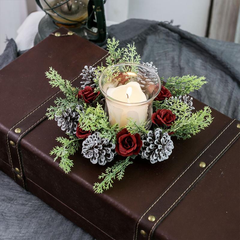 Рождественская композиция из украшений, имитация шишек, роз, цветов, реквизит для фотосъемки