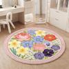 Flower Pattern Bedroom Decor Round Carpet French Style Carpets for Living Room Thick Plush Lounge Girl Floor Mat Fluffy Soft Rug